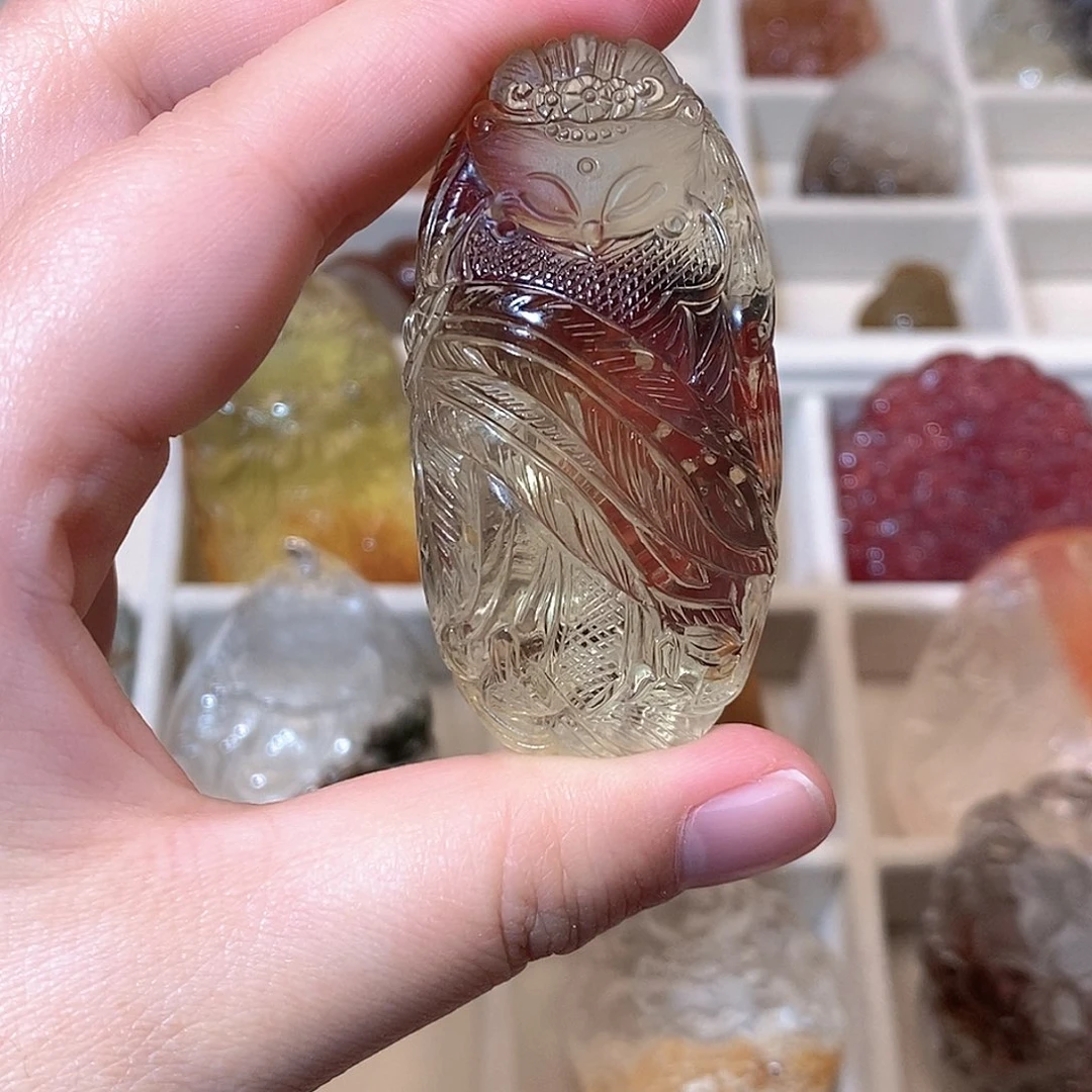 水晶未镶嵌颈饰黄水红胶花