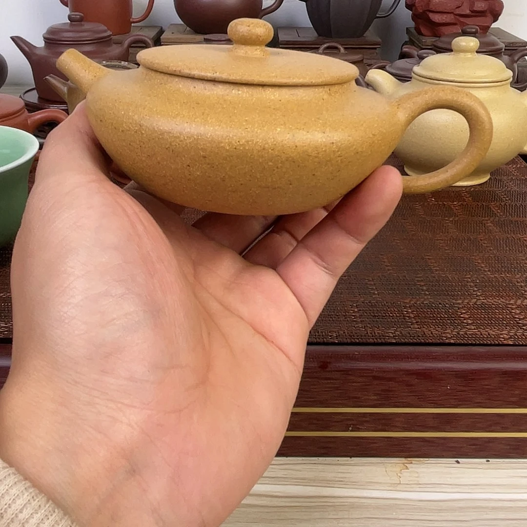 紫砂茶壶完美黄金段扁尘