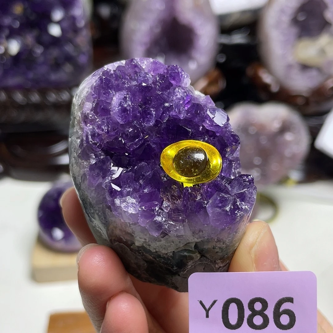 摆件紫晶未镶嵌晶震