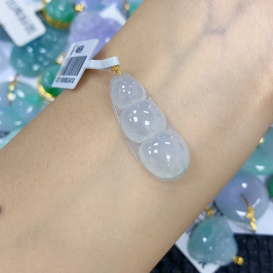 翡翠18K金镶嵌颈饰天然翡翠a货 百元以上9米证书费自理