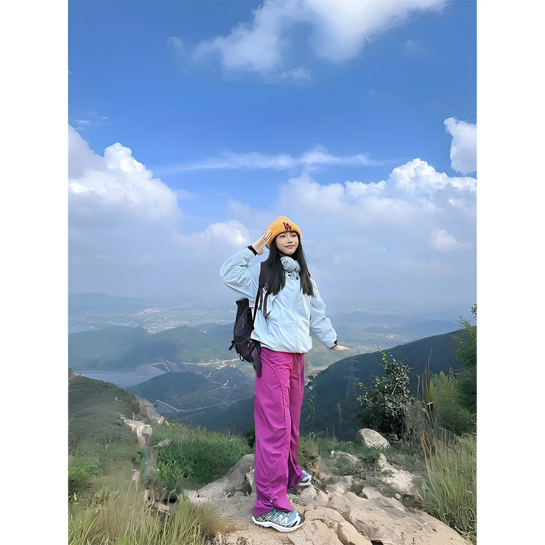 芙沿火龙果色登山冲锋裤女2025春季新款户外防水休闲运动工装裤子