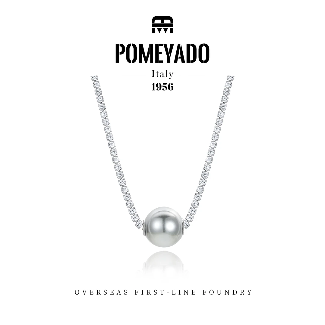 POMEYADO★轻奢灰珠满镶项链 G0227