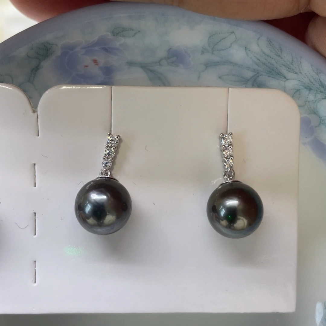 海水珍珠耳饰银S925镶嵌