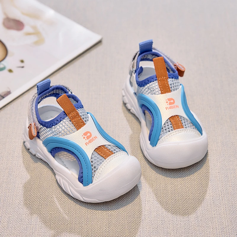 儿童户外登山鞋女童包头网面凉鞋2025新款夏透气运动鞋男童沙滩鞋