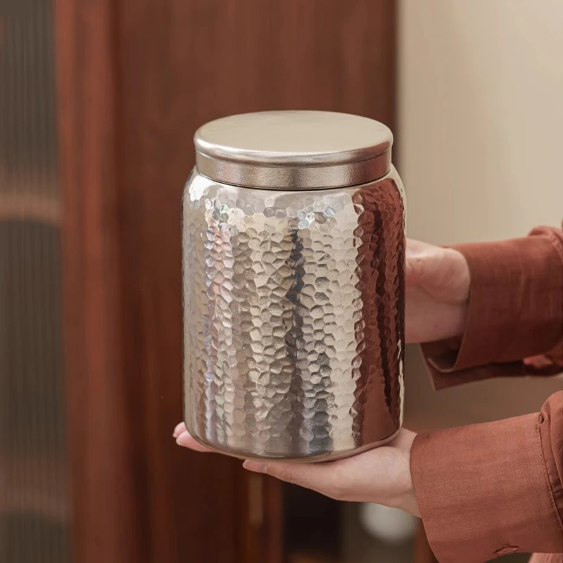 纯钛茶叶罐高端茶罐大号家用大容量陈皮茶叶储存罐半斤密封罐子