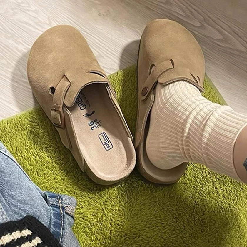 全优皮厚底勃肯鞋女外穿2025新款百搭小众钓鱼鞋子女ins潮牌百搭