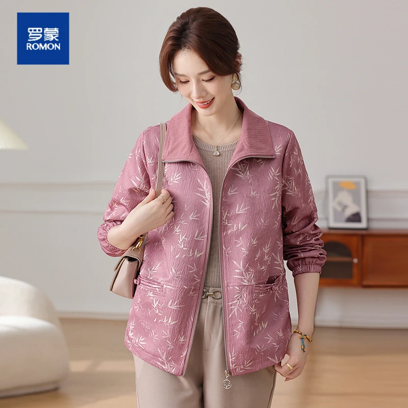 罗蒙中老年妈妈秋装2025新款外套新中式国风妇女春秋季夹克上衣服