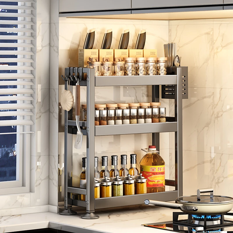 优勤调料置物架窄款厨房调料架子台面油盐酱醋调味料品收纳架灶台