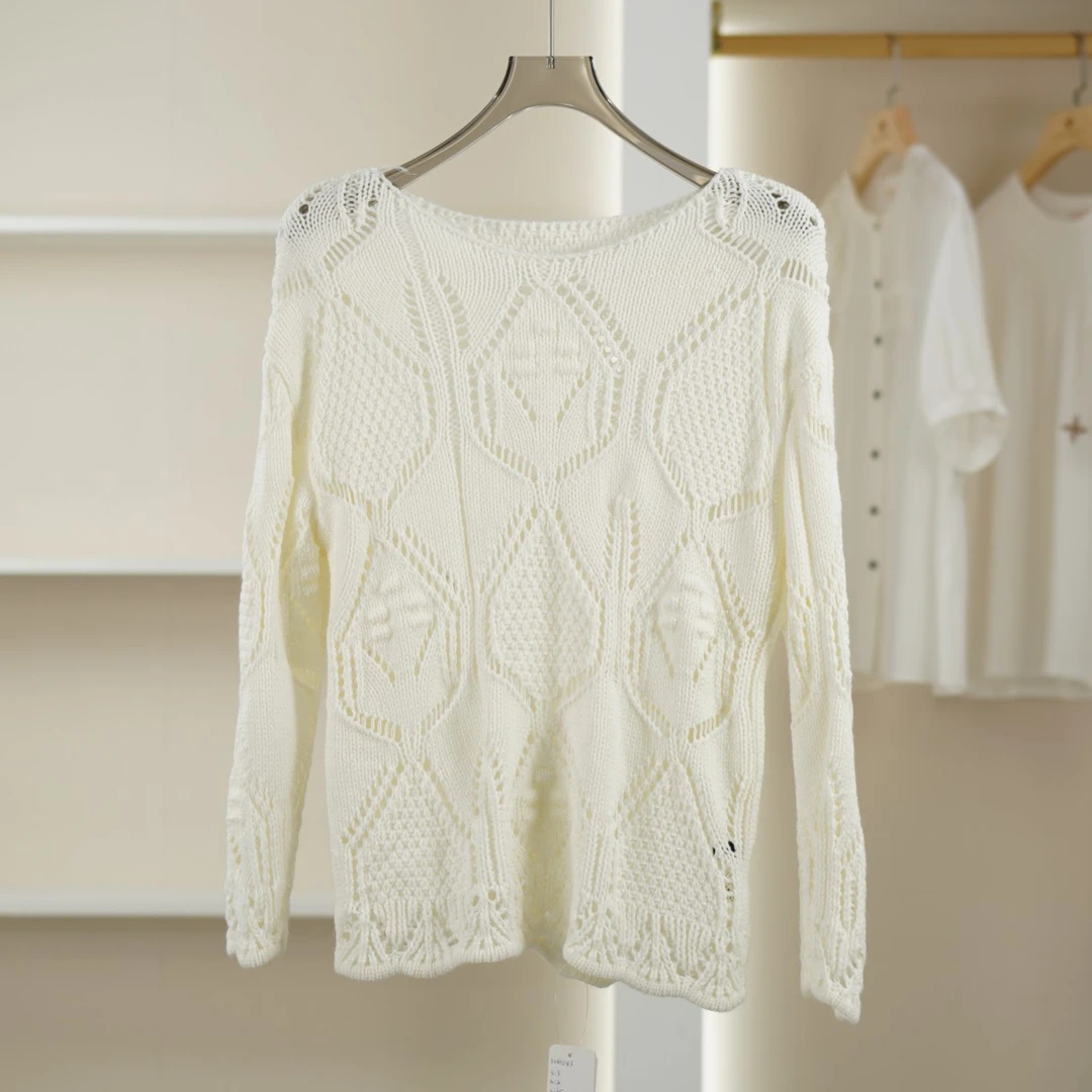 麦迪尚品【三C】5041083春夏简约百搭时尚优雅镂空针织衫甜美小衫