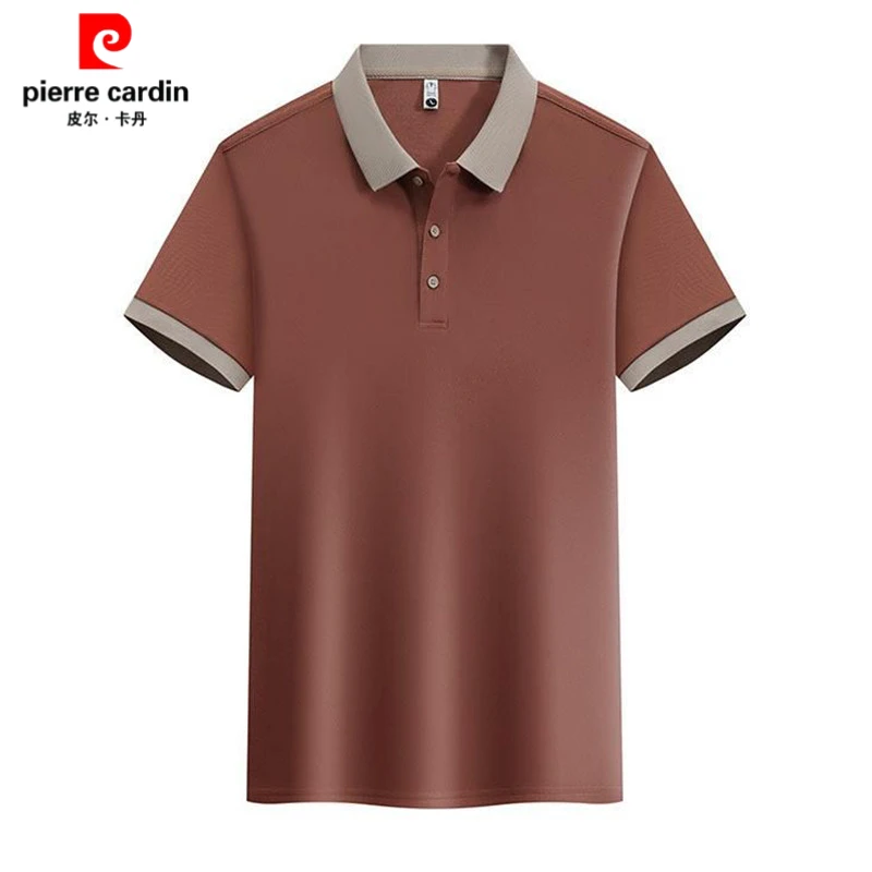 皮尔卡丹男短袖运动夏季透气翻领纯色Polo衫修身休闲薄款大码男士