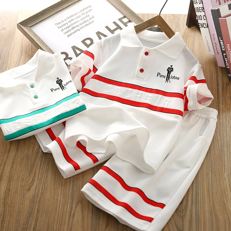 男童夏装套装2025年新款儿童短袖POLO衫短裤五分裤两件套童装衣服