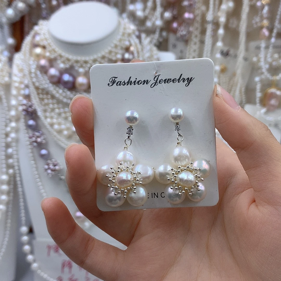 项链耳饰银S925镶嵌淡水珍珠