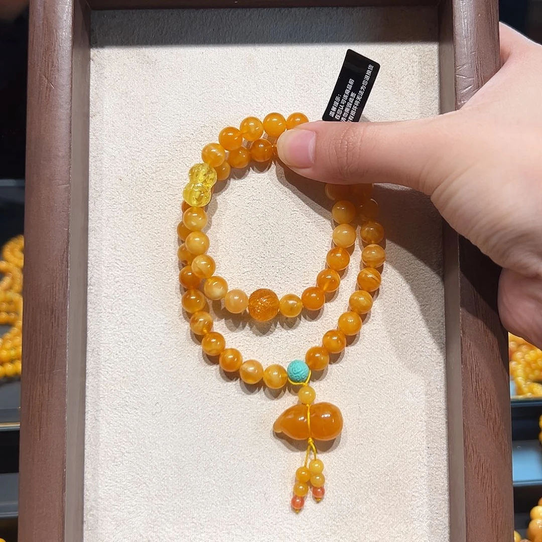 蜜蜡未镶嵌手链7.8mm蜜蜡手串