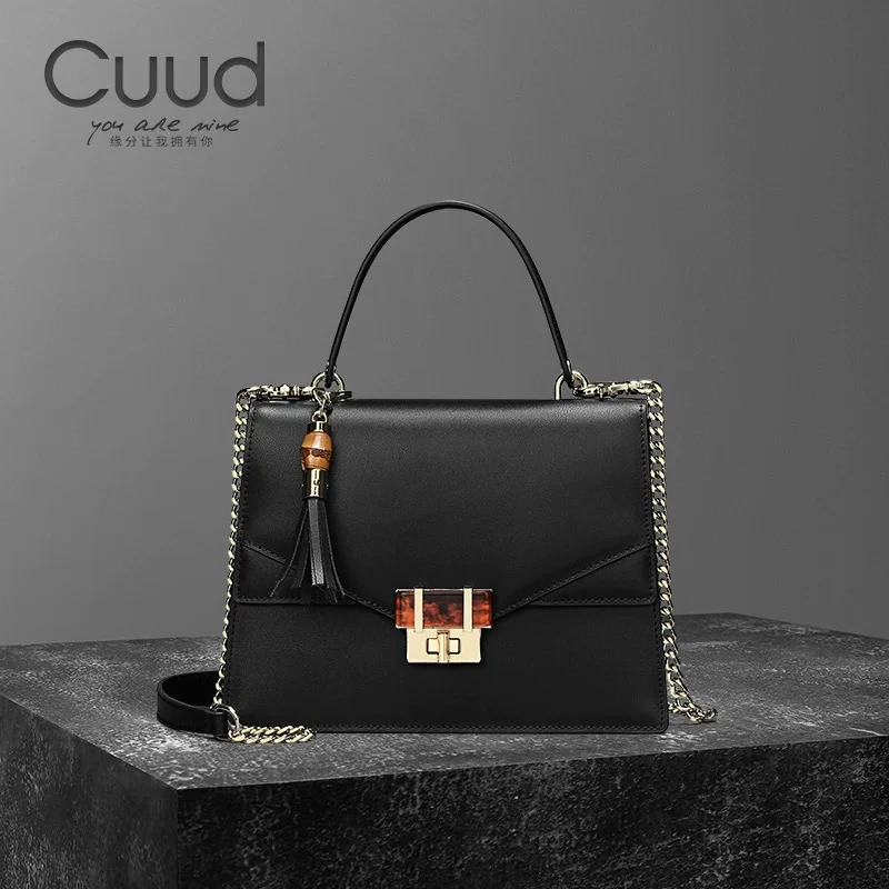 【专柜】Cuud时尚轻奢单肩斜挎牛皮凯莉包潮流简约气质手提真皮女包