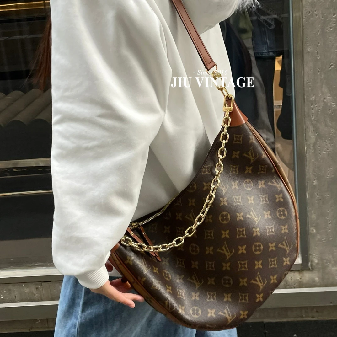 99新 LouisVuitton/路易威登 老花loop hobo大月亮 BJM12-2421