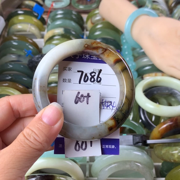 未镶嵌蛇纹石玉手镯7086