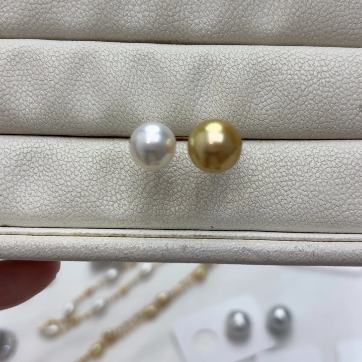 18K金镶嵌戒圈海水珍珠