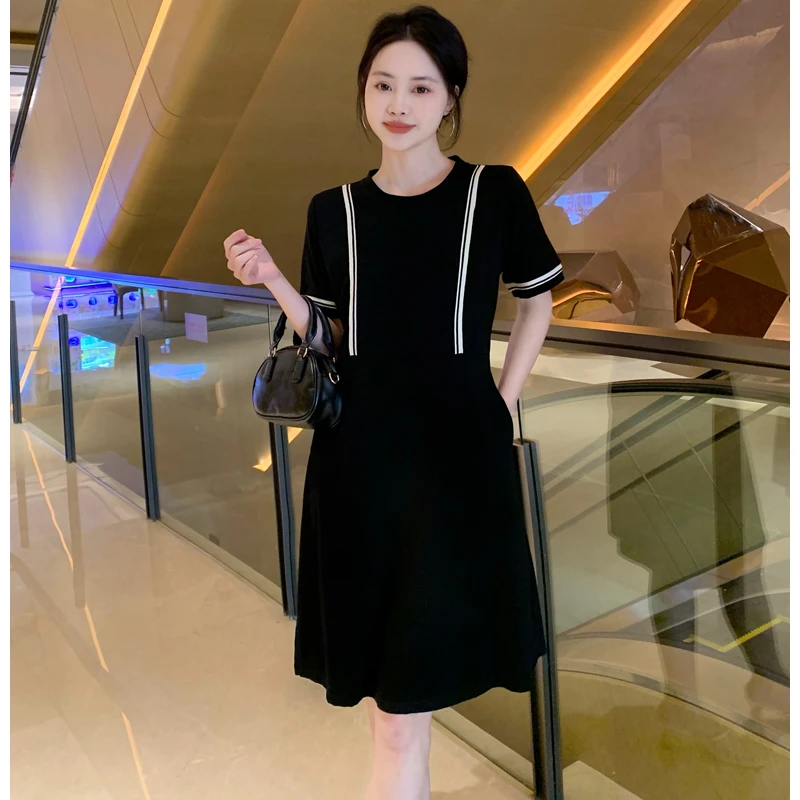 2025夏装短袖大码胖mm遮肉显瘦小个子休闲裙时尚气质连衣裙女891