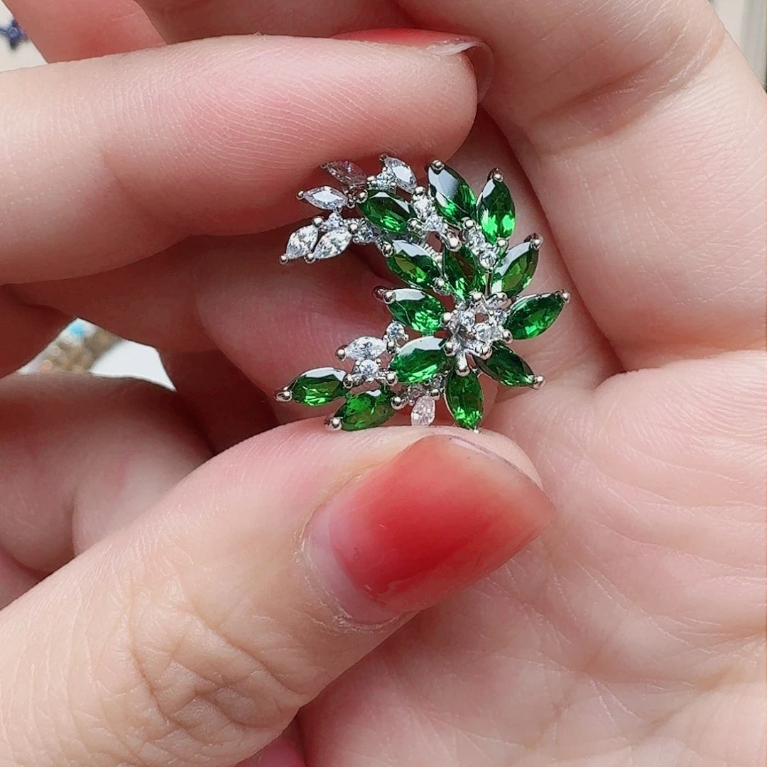 石榴石吊坠(不含链)银S925镶嵌吊坠