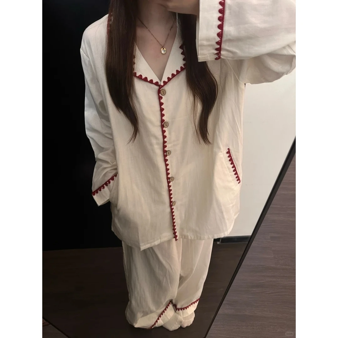 法式高级感简约气质长袖睡衣女夏季新款宽松大码长裤慵懒家居服夏