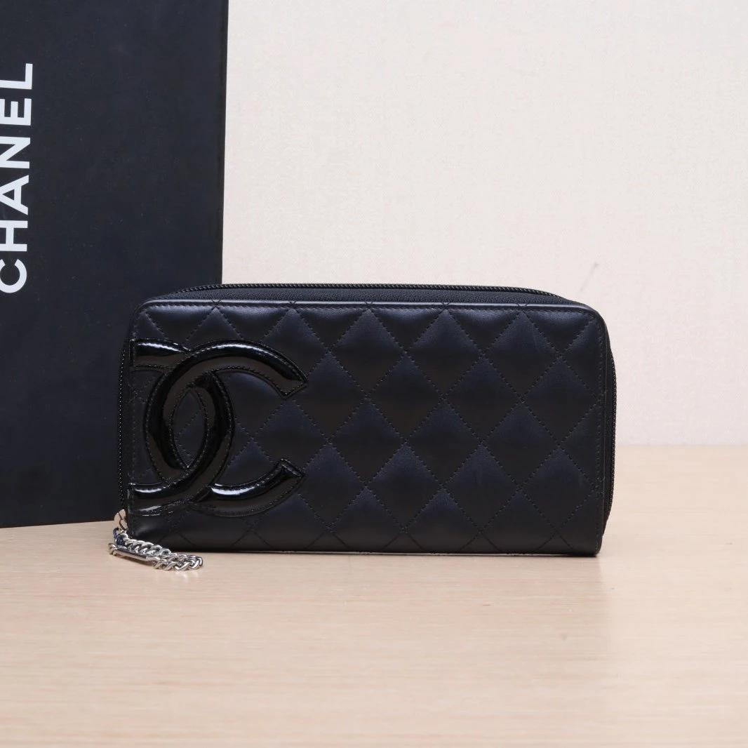 95新 Chanel/香奈儿 中古 康鹏长款翻盖钱包19开 银扣 P215665360