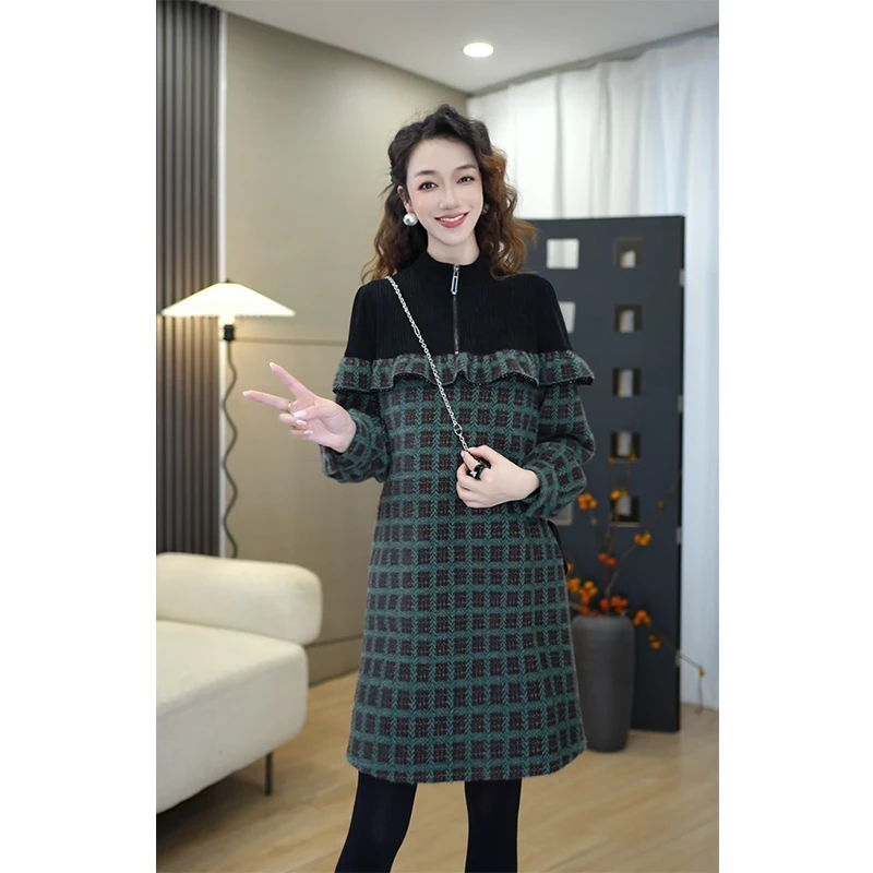 【诗诗轻奢推荐】江南春 2701 时尚女装连衣裙格子气质