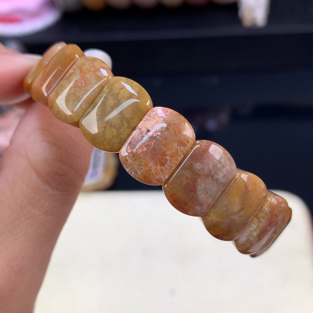 硅化珊瑚（珊瑚玉）未镶嵌颈饰五折手排（62号）