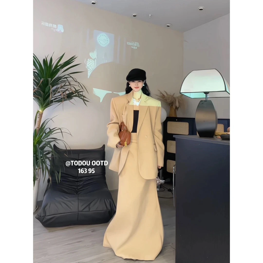 【兆杰商贸】廓形西装➕鱼尾半裙套装