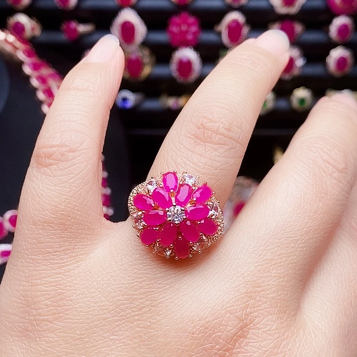 银S925镶嵌戒指红宝石