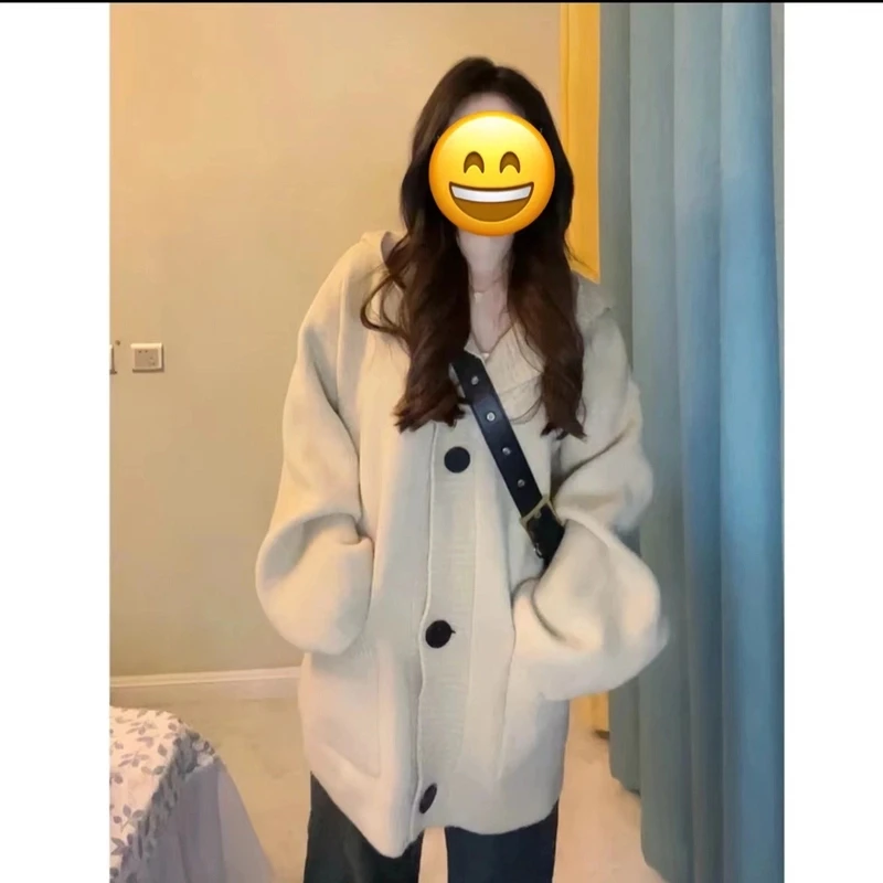 春秋季穿搭韩版时尚2025慵懒风长袖针织开衫新款宽松气质毛衣外套