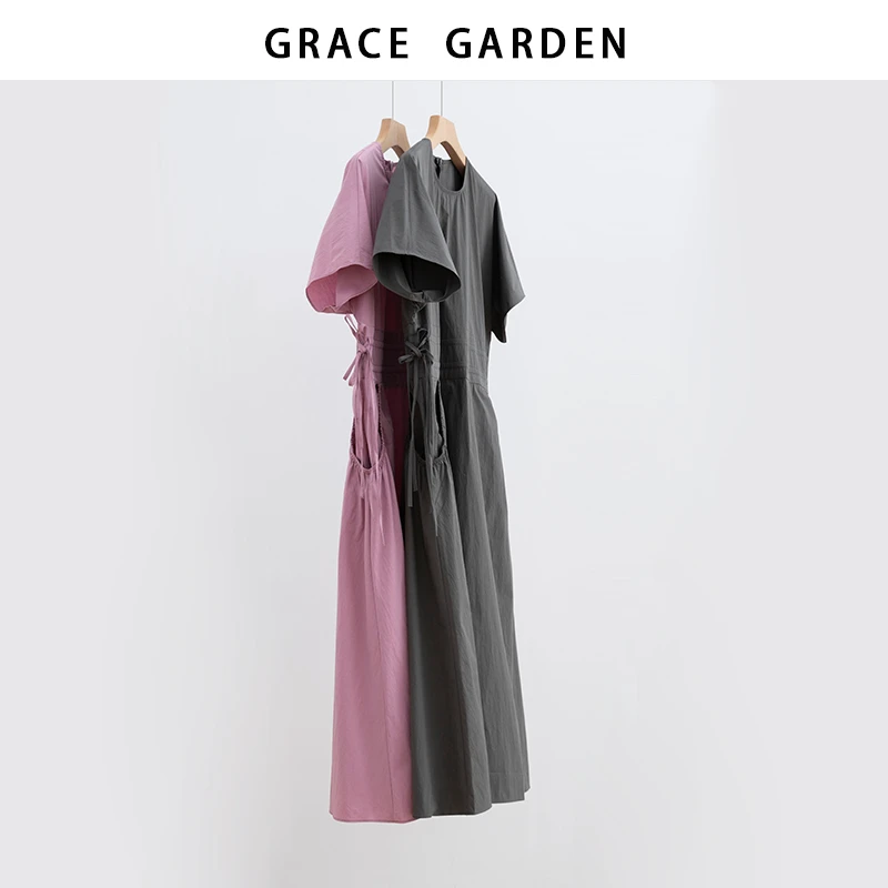 GRACE GARDEN【粉泡泡！法单裙！】简约温柔风纯色气质连衣裙DR5E0313