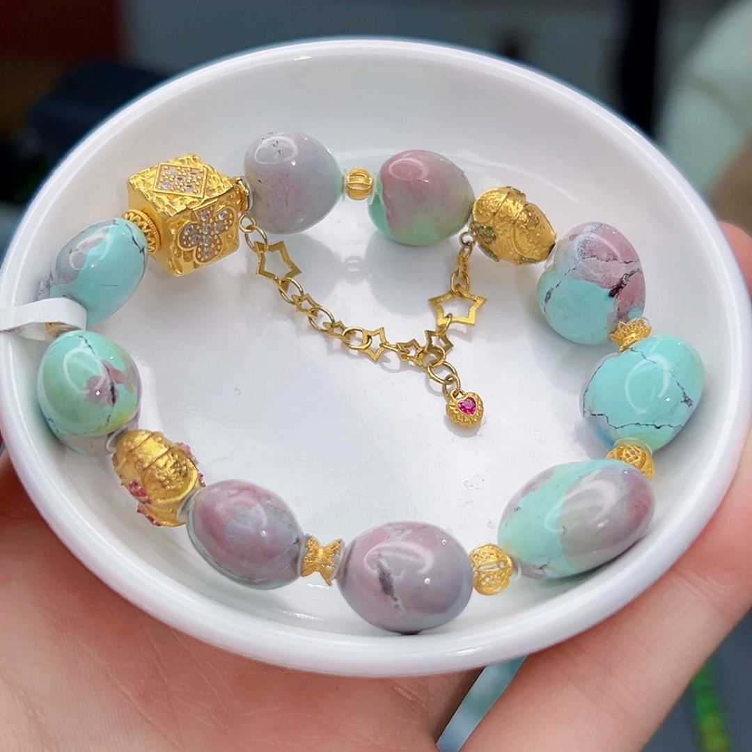 绿松石珠宝奇石18K金镶嵌