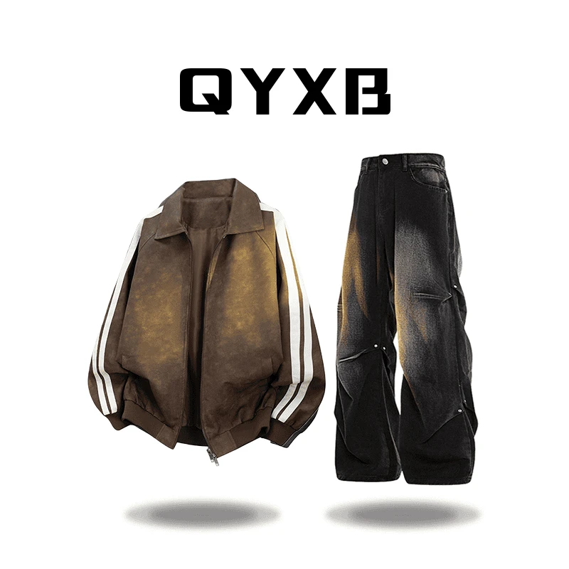 【品牌正品现货】QYXB美式皮衣外套男秋冬新款高级感休闲百搭夹克