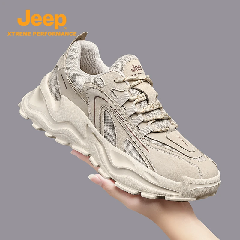 Jeep吉普男士老爹鞋2025冬季新款时尚百搭厚底增高运动休闲徒步鞋