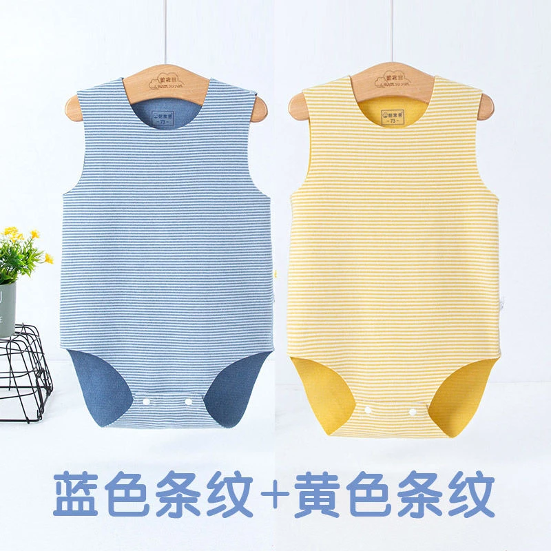 婴儿A类德绒无骨无袖连体包屁衣三角哈衣男女宝爬服秋冬保暖护肚