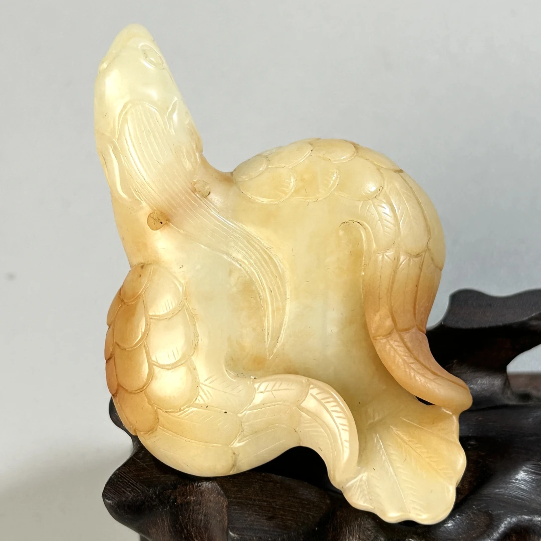 明代新疆和田玉把件挂件玉凤4427