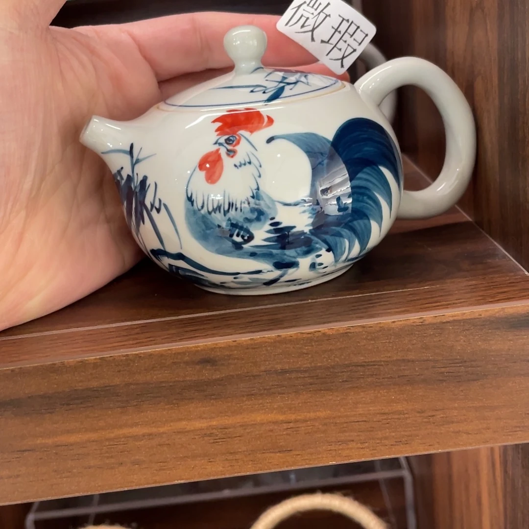 釉下手绘茶具微瑕