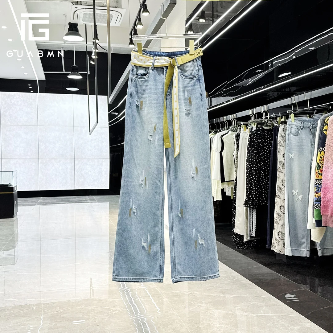 20252025夏季新款复古小众直筒破洞美式高街牛仔裤初夏穿搭5030