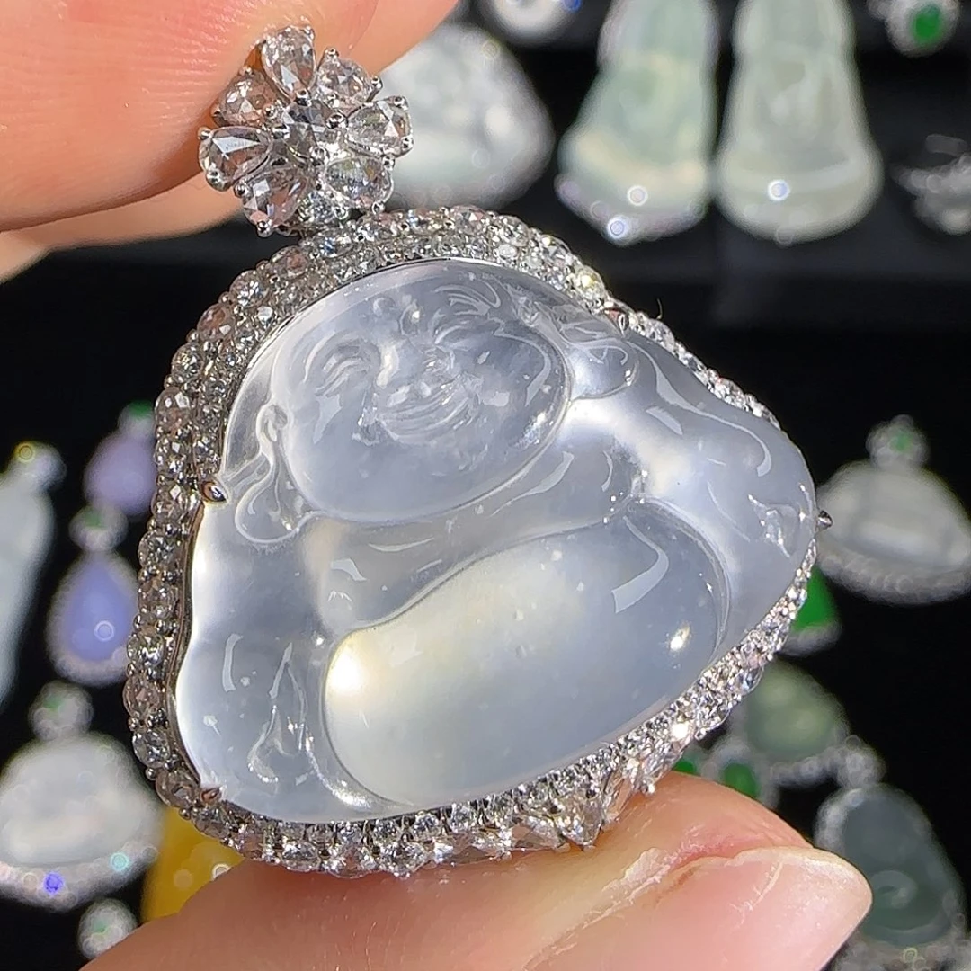 翡翠18K金镶嵌颈饰天然翡翠