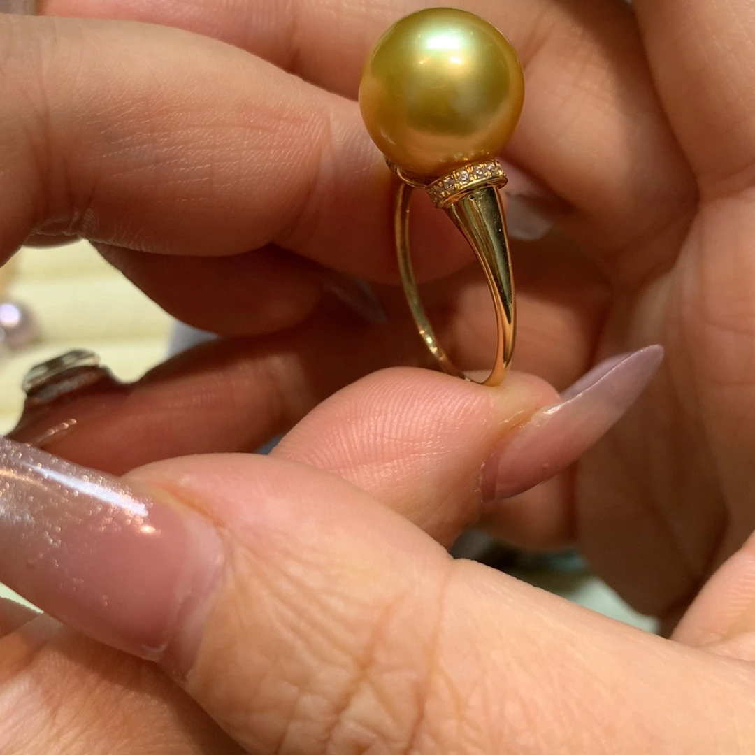 海水珍珠戒指18K金镶嵌