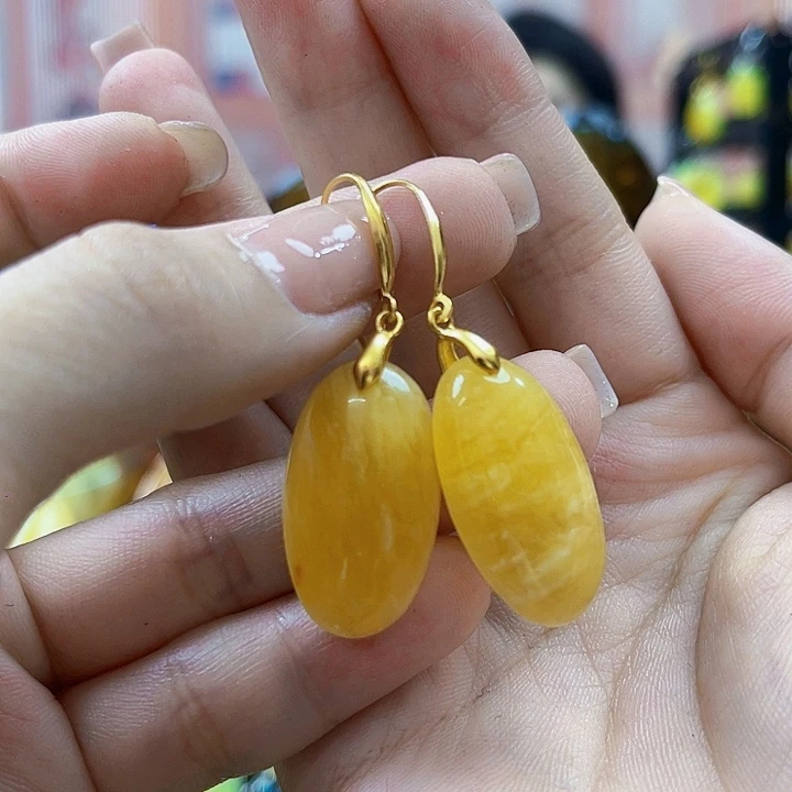 印***祥蜜蜡银S925镶嵌颈饰耳环