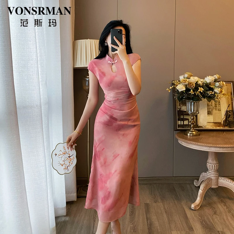 新中式国风改良旗袍连衣裙女2025夏季新款超好看气质显瘦复古长裙