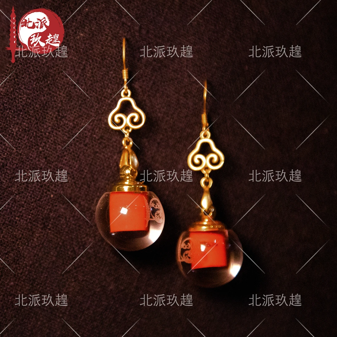 非金属玻璃耳饰 【韩老师出品】925银 小樱桃耳钉女孩 红色百搭时尚