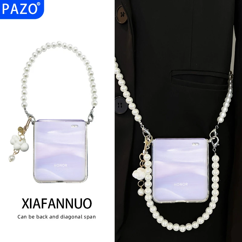 适用荣耀magicvflip2手机壳全包防摔华为外壳透明斜挎带挂绳软壳