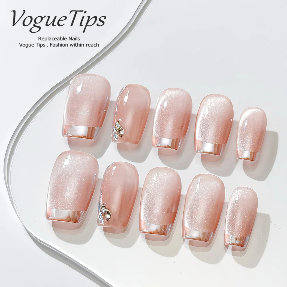 VogueTips蔷薇公主纯手工穿戴甲2025夏季新款高级感美甲显白ZB340