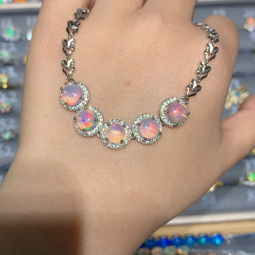 银S925镶嵌欧泊欧泊手链l