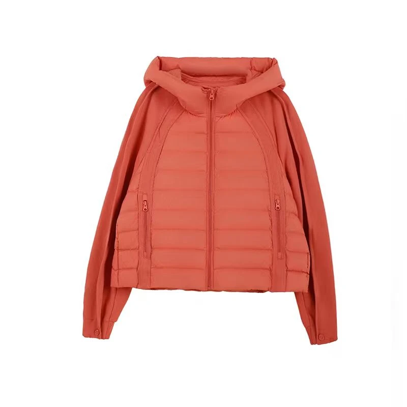 门店21&49！大橘羽绒服」90%白鸭绒连帽拼接休闲外套上衣女 M13902
