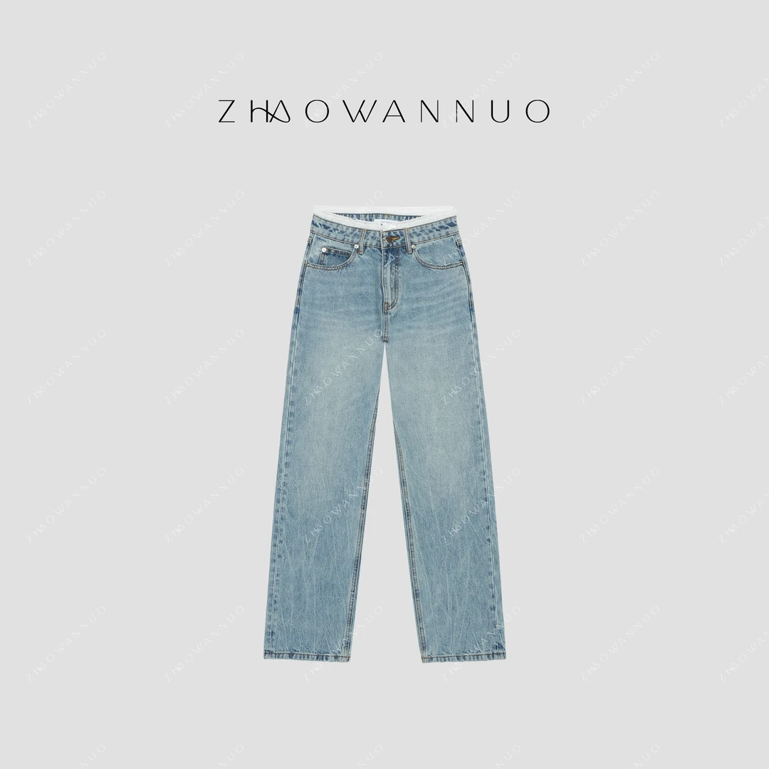 ZHAO WANNUO 丨a*w25春夏 双腰头显瘦修身牛仔裤NC0553