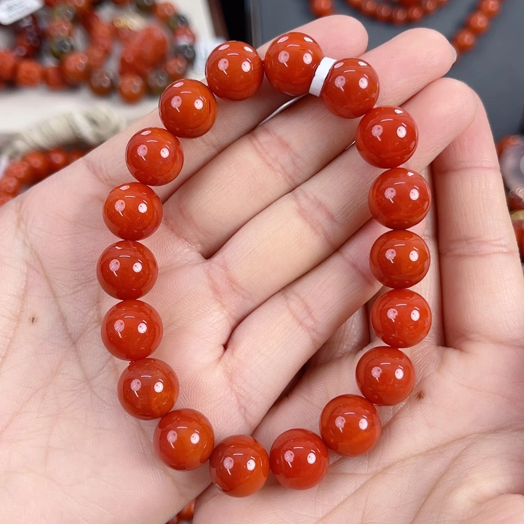 南红玛瑙未镶嵌瓦西高货锦红满肉单圈11mm