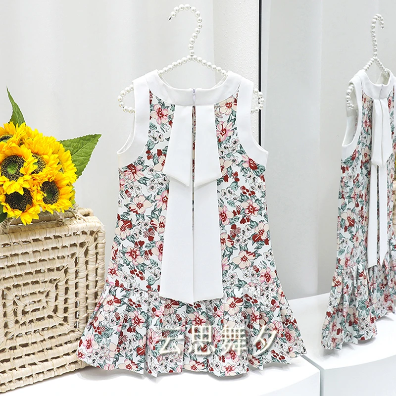 亲子装2025夏季新款女童蝴蝶结清爽母女装时尚洋气连衣裙潮